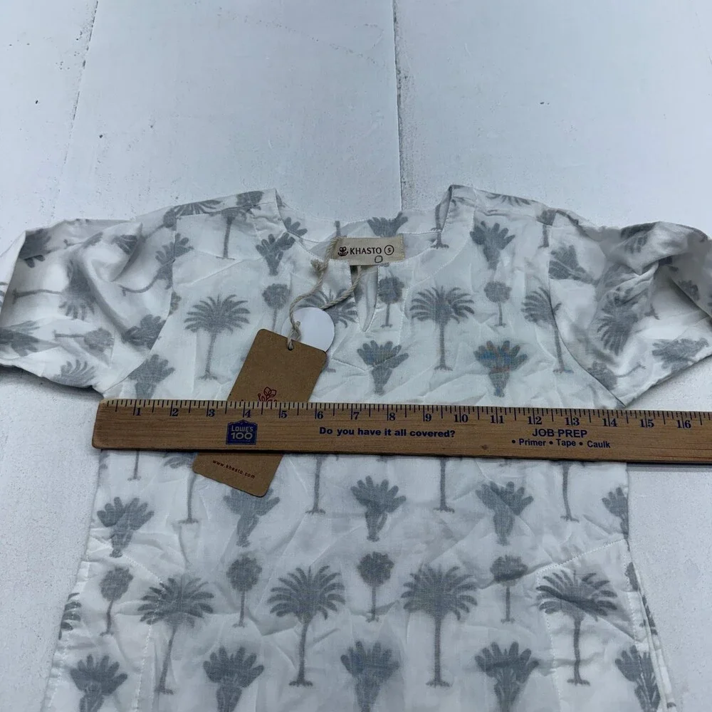 Khasto Sleepshirt Kids 5 White Palm Tree Print Cotton Lightweight Pajama